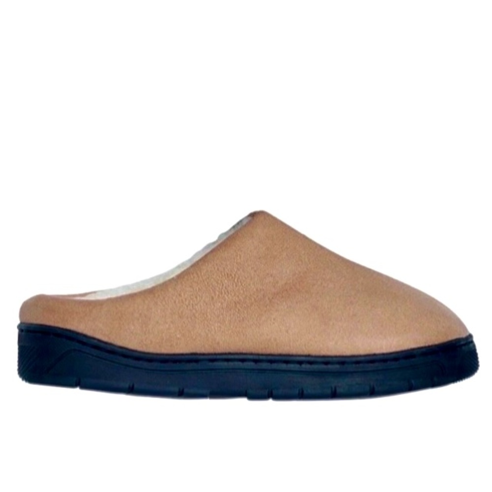 Tan Unisex Vegan Suede and Sherpa-lined Slippers